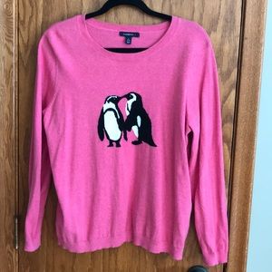 Land’s End pink penguin sweater